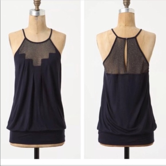 Deletta Tops - Anthro Deletta pleated tank with mesh